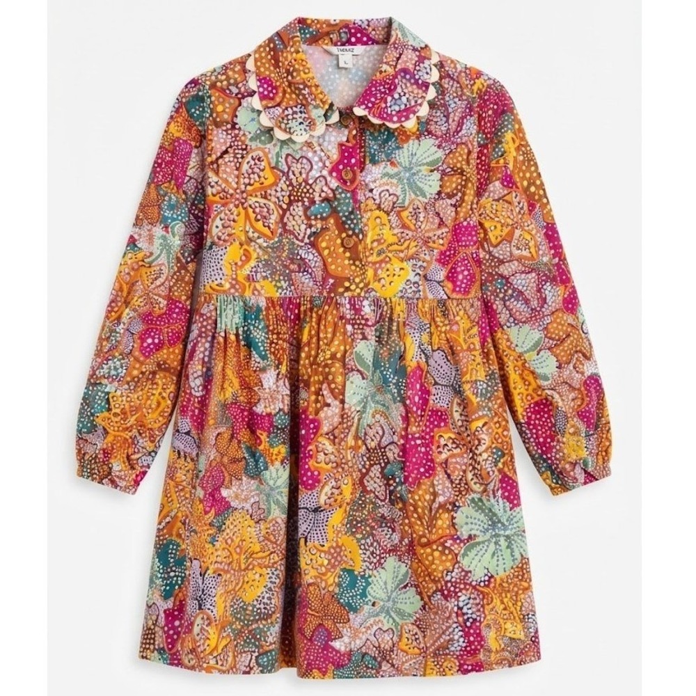 Kika Vargas x Target Floral Scalloped Collar Babydoll Mini Dress Small - CJ